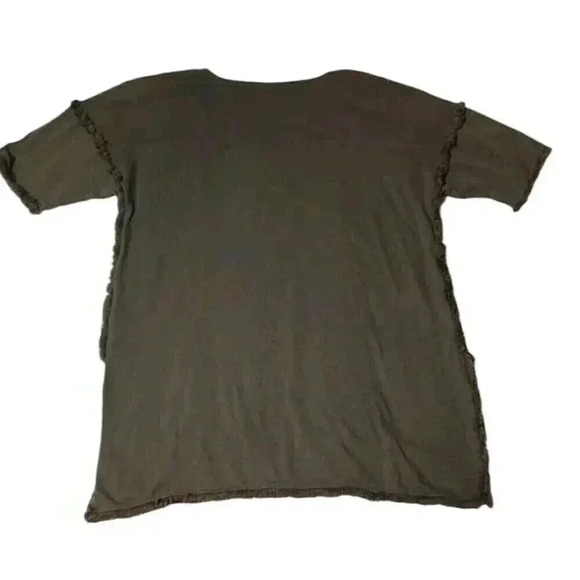 Umgee Green Fringed Hi-Lo Top Women's Size M Boho Festival Stretch Cotton - Picture 2 of 8